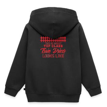 Lokführer, Zugführer, Eisenbahn, U-Bahn, ICE, Zug - Kinder Premium Organic Hoodie - Schwarz - Hinten - AI Model Kid Male (0cm)