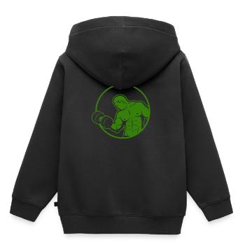 Musculation - Haltérophilie - Fitness - Entraînement - Sweat Premium à capuche enfant bio - noir - Dos - AI Model Kid Male (0cm)