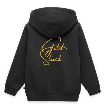 Gold Stück - Kinder Premium Organic Hoodie - Schwarz - Hinten - AI Model Kid Male (0cm)