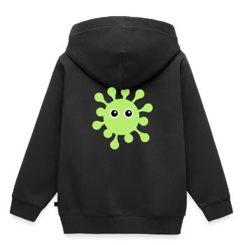 ★ Couleurs de conception modifiables ★ Virus aux yeux écarquillés - Sweat Premium à capuche enfant bio - noir - Dos - AI Model Kid Male (0cm)