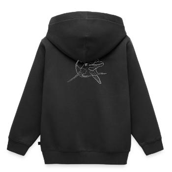 Delfin Meerestier Tiermotiv - one line drawing - Kinder Premium Organic Hoodie - Schwarz - Hinten - AI Model Kid Male (0cm)