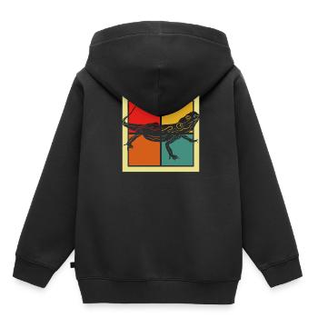Echse - Kinder Premium Organic Hoodie - Schwarz - Hinten - AI Model Kid Male (0cm)