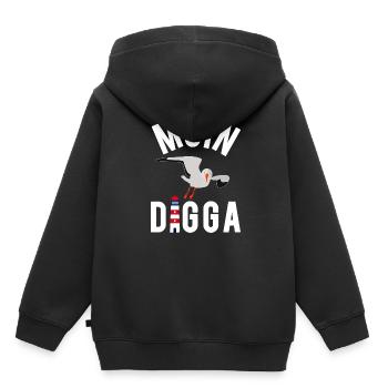 Moin Digga Hamburg Moewe Leuchtturm Geschenk - Kinder Premium Organic Hoodie - Schwarz - Hinten - AI Model Kid Male (0cm)