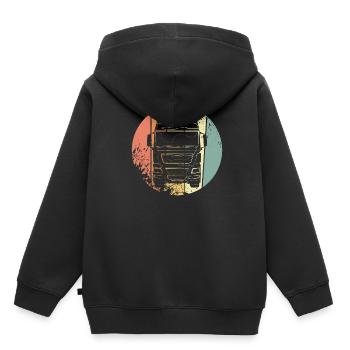 LKW - Kinder Premium Organic Hoodie - Schwarz - Hinten - AI Model Kid Male (0cm)