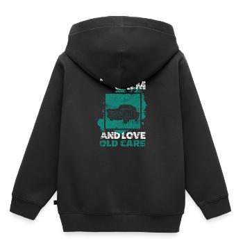Voiture de collection - Sweat Premium à capuche enfant bio - noir - Dos - AI Model Kid Male (0cm)