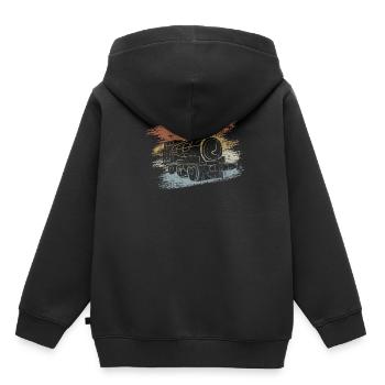 Locomotive ferroviaire - Sweat Premium à capuche enfant bio - noir - Dos - AI Model Kid Male (0cm)