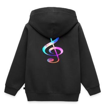 Notenschluessel Musik Noten Musiker Instrument - Kinder Premium Organic Hoodie - Schwarz - Hinten - AI Model Kid Male (0cm)