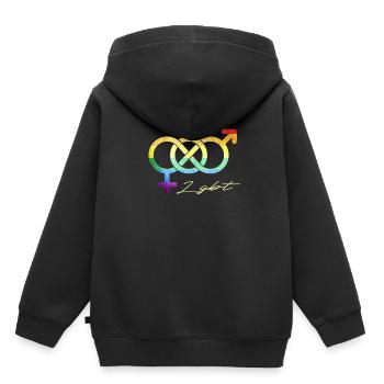 LGBT - Sweat Premium à capuche enfant bio - noir - Dos - AI Model Kid Male (0cm)