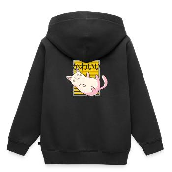 Chat kawaii - Sweat Premium à capuche enfant bio - noir - Dos - AI Model Kid Male (0cm)
