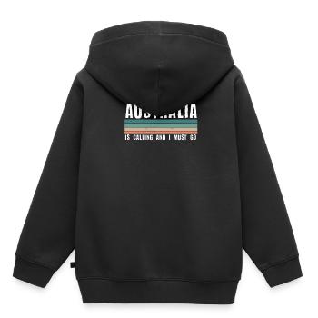 Australien - Kinder Premium Organic Hoodie - Schwarz - Hinten - AI Model Kid Male (0cm)