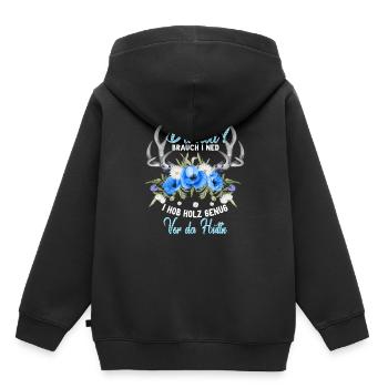 Dirndl Bois Assez Wiesn Bois Costume Traditionnel Chemise - Sweat Premium à capuche enfant bio - noir - Dos - AI Model Kid Male (0cm)