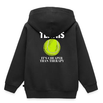 Tennis Tennisspiel - Kinder Premium Organic Hoodie - Schwarz - Hinten - AI Model Kid Male (0cm)