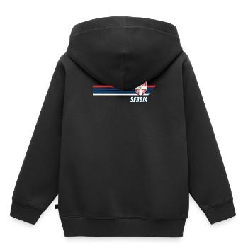 Serbie Srbija Patriotism Football Fan Jersey - Sweat Premium à capuche enfant bio - noir - Dos - AI Model Kid Male (0cm)