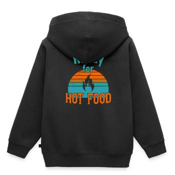 Prêt pour la nourriture chaude / Scharfes Essen - Sweat Premium à capuche enfant bio - noir - Dos - AI Model Kid Male (0cm)