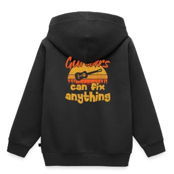 Guitars can fix Anything / Gitarre - Kinder Premium Organic Hoodie - Schwarz - Hinten - AI Model Kid Male (0cm)