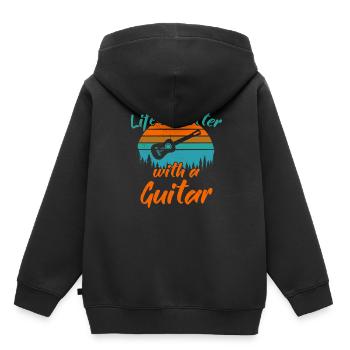 Life is better with a Guitar / Gitarre - Kinder Premium Organic Hoodie - Schwarz - Hinten - AI Model Kid Male (0cm)