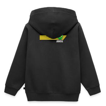Brésil Maillot de fan de football brésilien Seleção - Sweat Premium à capuche enfant bio - noir - Dos - AI Model Kid Male (0cm)