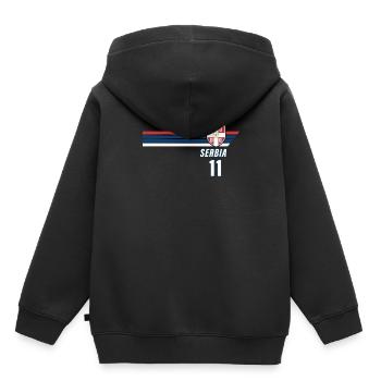Serbien Srbija Patriotismus Fussball Fan Trikot - Kinder Premium Organic Hoodie - Schwarz - Hinten - AI Model Kid Male (0cm)