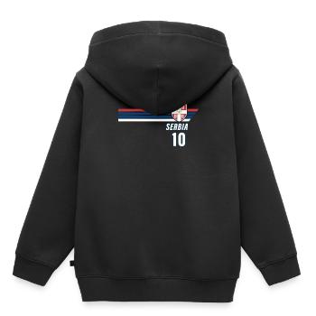 Serbie Srbija Patriotism Football Fan Jersey - Sweat Premium à capuche enfant bio - noir - Dos - AI Model Kid Male (0cm)