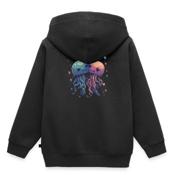 Méduses animaux mignons - Sweat Premium à capuche enfant bio - noir - Dos - AI Model Kid Male (0cm)