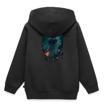 Qualle - Kinder Premium Organic Hoodie - Schwarz - Hinten - AI Model Kid Male (0cm)