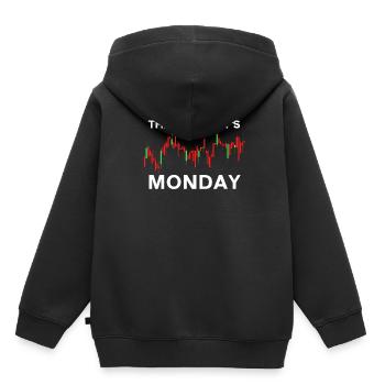 Dieu merci, c’est le jour du graphique boursier du lundi Marché boursier - Sweat Premium à capuche enfant bio - noir - Dos - AI Model Kid Male (0cm)
