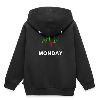 Dieu merci, c’est le jour du graphique boursier du lundi Marché boursier - Sweat Premium à capuche enfant bio - noir - Dos - AI Model Kid Male (0cm)