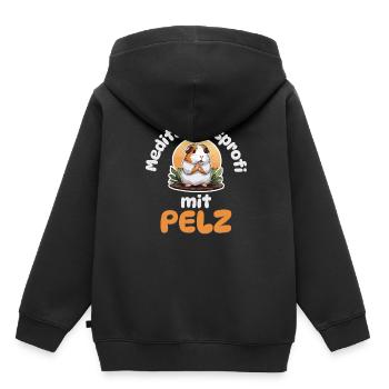 Meditationsprofi mit Pelz - Meerschweinchen - Kinder Premium Organic Hoodie - Schwarz - Hinten - AI Model Kid Male (0cm)