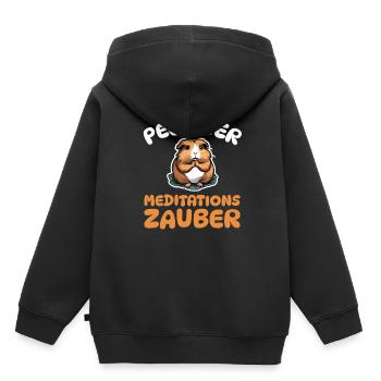 Pelziger Meditationszauber - Meerschweinchen - Kinder Premium Organic Hoodie - Schwarz - Hinten - AI Model Kid Male (0cm)