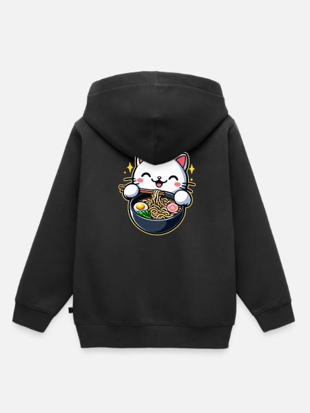 Anime Katze Ramen - Kinder Premium Organic Hoodie - Schwarz