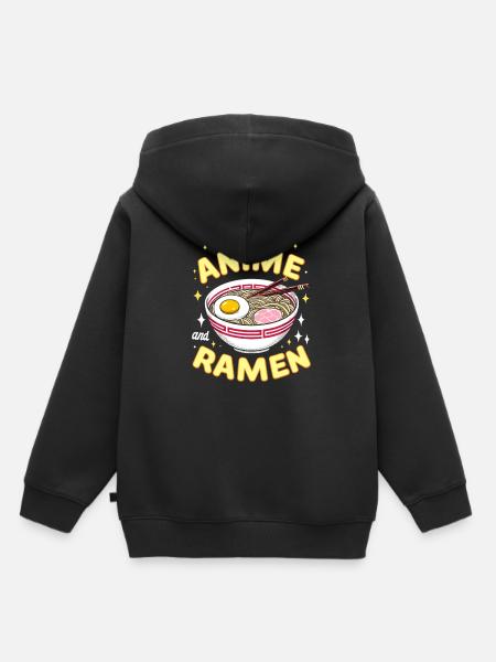 Powered By Anime And Ramen - Kinder Premium Organic Hoodie - Schwarz