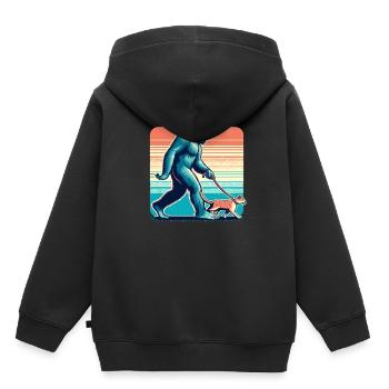 Bigfoot Katze Lustige Bilder - Kinder Premium Organic Hoodie - Schwarz - Hinten - AI Model Kid Male (0cm)