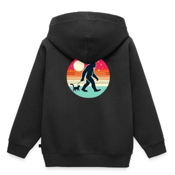 Bigfoot Katze Lustige Bilder - Kinder Premium Organic Hoodie - Schwarz - Hinten - AI Model Kid Male (0cm)