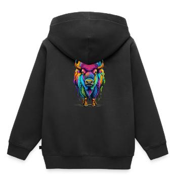 Bison - Kinder Premium Organic Hoodie - Schwarz - Hinten - AI Model Kid Male (0cm)