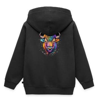 Bison - Kinder Premium Organic Hoodie - Schwarz - Hinten - AI Model Kid Male (0cm)