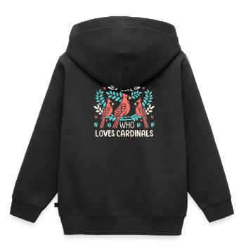 Juste une fille qui aime le cardinal Vogel cardinal rouge - Sweat Premium à capuche enfant bio - noir - Dos - AI Model Kid Male (0cm)
