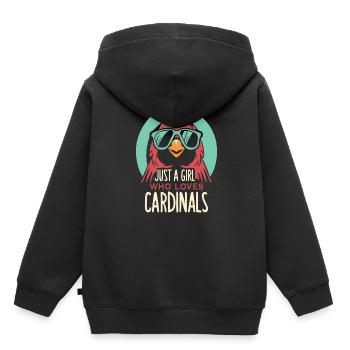 Juste une fille qui aime le cardinal Vogel cardinal rouge - Sweat Premium à capuche enfant bio - noir - Dos - AI Model Kid Male (0cm)