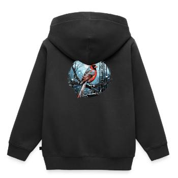 Cardinal Vogel rouge - Sweat Premium à capuche enfant bio - noir - Dos - AI Model Kid Male (0cm)