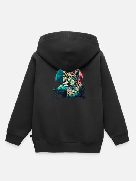 Cheetah Gepard - Kinder Premium Organic Hoodie - Schwarz