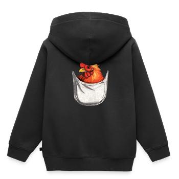 Chicken In Pocket - Kinder Premium Organic Hoodie - Schwarz - Hinten - AI Model Kid Male (0cm)