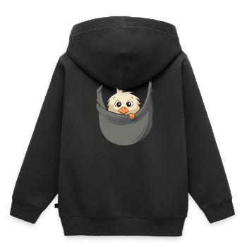 Chicken In Pocket - Kinder Premium Organic Hoodie - Schwarz - Hinten - AI Model Kid Male (0cm)
