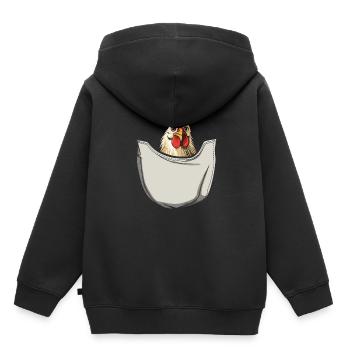 Chicken In Pocket - Kinder Premium Organic Hoodie - Schwarz - Hinten - AI Model Kid Male (0cm)