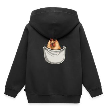 Chicken In Pocket - Kinder Premium Organic Hoodie - Schwarz - Hinten - AI Model Kid Male (0cm)