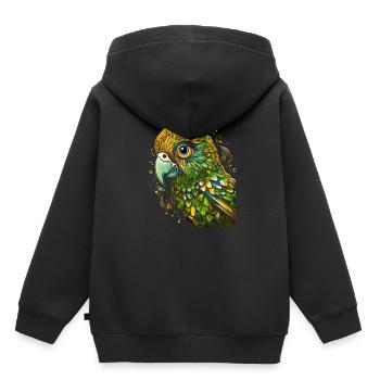 Wellensittich Sittich - Kinder Premium Organic Hoodie - Schwarz - Hinten - AI Model Kid Male (0cm)