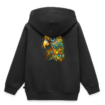 Wellensittich Sittich - Kinder Premium Organic Hoodie - Schwarz - Hinten - AI Model Kid Male (0cm)
