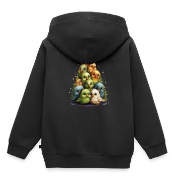 Wellensittich Sittich Weihnachtsbaum - Kinder Premium Organic Hoodie - Schwarz - Hinten - AI Model Kid Male (0cm)