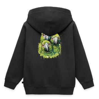 Wellensittich Sittich - Kinder Premium Organic Hoodie - Schwarz - Hinten - AI Model Kid Male (0cm)