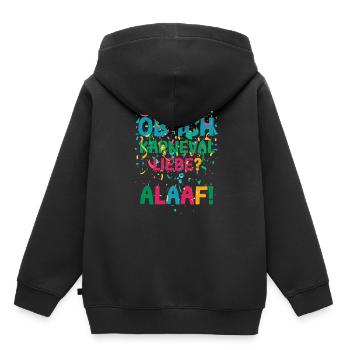 Que j’aime le carnaval Alaaf Confettis du carnaval - Sweat Premium à capuche enfant bio - noir - Dos - AI Model Kid Male (0cm)