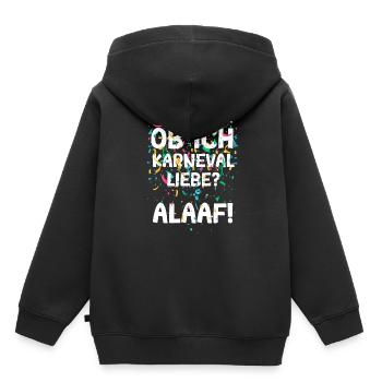 Que j’aime le carnaval Alaaf Confettis du carnaval - Sweat Premium à capuche enfant bio - noir - Dos - AI Model Kid Male (0cm)