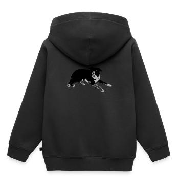 Border Collie - Sweat Premium à capuche enfant bio - noir - Dos - AI Model Kid Male (0cm)